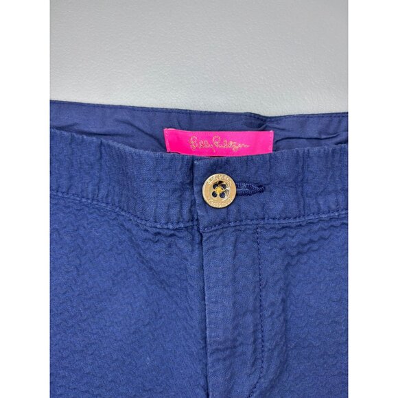Lilly Pulitzer women's size 10 navy buttercup scalloped chino shorts casual - Picture 3 of 6
